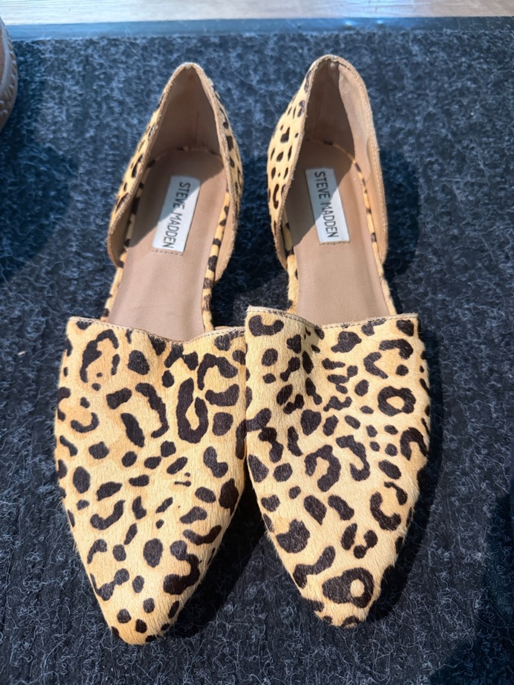 Steve Madden Leopard-Print Pointed Flats in Tan and Black